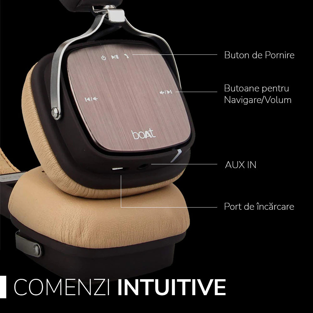 Casti boAt Rockerz 600, Bluetooth, On-ear, Microfon, maro