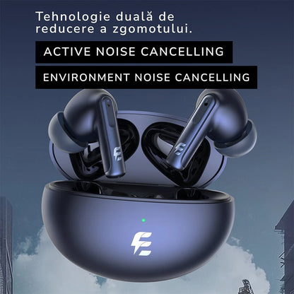 Casti E-BODA Supreme Sound, True Wireless Bluetooth, In-ear, Microfon, Noise Cancelling, negru