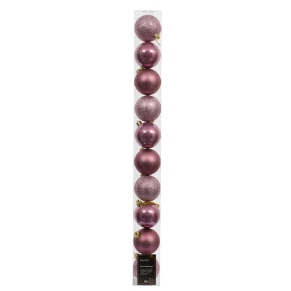 Globuri de Craciun, pentru brad, modele mixte, polistiren, Ø 6 cm, roz (set 10 buc)