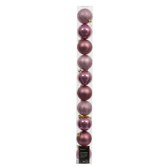 Globuri de Craciun, pentru brad, modele mixte, polistiren, Ø 6 cm, roz (set 10 buc)