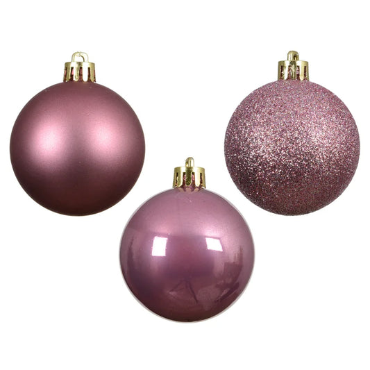 Globuri de Craciun, pentru brad, modele mixte, polistiren, Ø 6 cm, roz (set 10 buc)