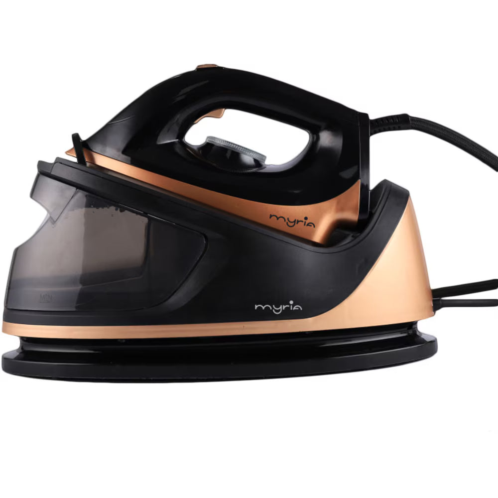 Statie de calcat MYRIA MY4559, 2250W, 60g/min, 1.1l, talpa ceramica, negru-auriu