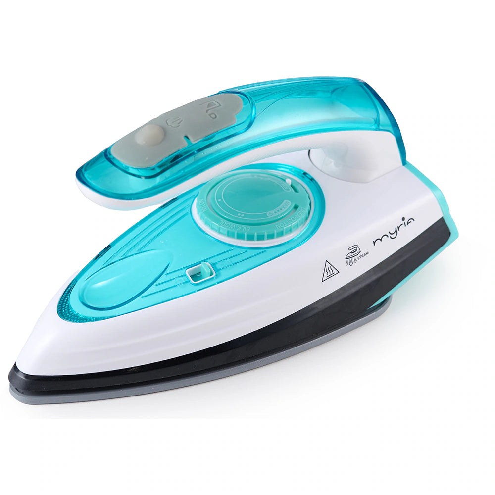 Fier de calcat pentru voiaj MYRIA MY4556, 1000W, 40g/min, 50ml, talpa ceramica, verde-alb