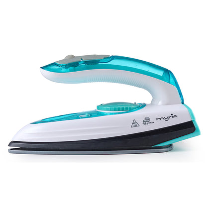 Fier de calcat pentru voiaj MYRIA MY4556, 1000W, 40g/min, 50ml, talpa ceramica, verde-alb