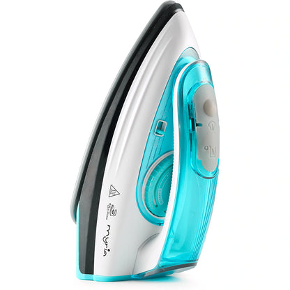 Fier de calcat pentru voiaj MYRIA MY4556, 1000W, 40g/min, 50ml, talpa ceramica, verde-alb