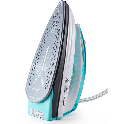 Fier de calcat pentru voiaj MYRIA MY4556, 1000W, 40g/min, 50ml, talpa ceramica, verde-alb
