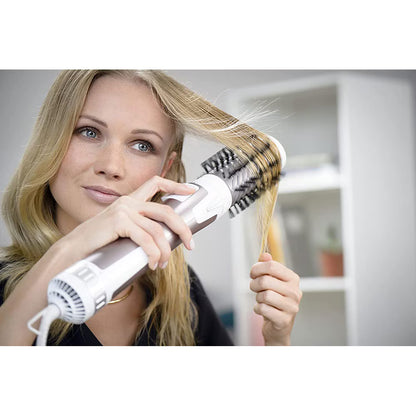 Perie rotativa ROWENTA Brush Activ Premium Care CF9540F0, 1000W, 2 viteze, 2 trepte temperatura, Invelis Keratina, alb-roz prafuit