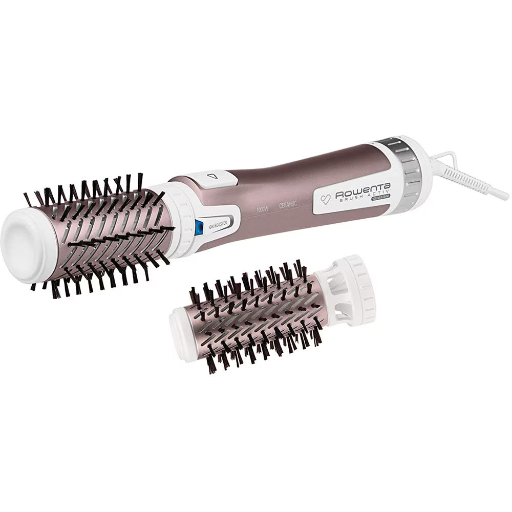 Perie rotativa ROWENTA Brush Activ Premium Care CF9540F0, 1000W, 2 viteze, 2 trepte temperatura, Invelis Keratina, alb-roz prafuit