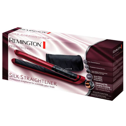 Placa de indreptat parul Silk REMINGTON S9600, 240 grade, LCD, invelis ceramic, rosu