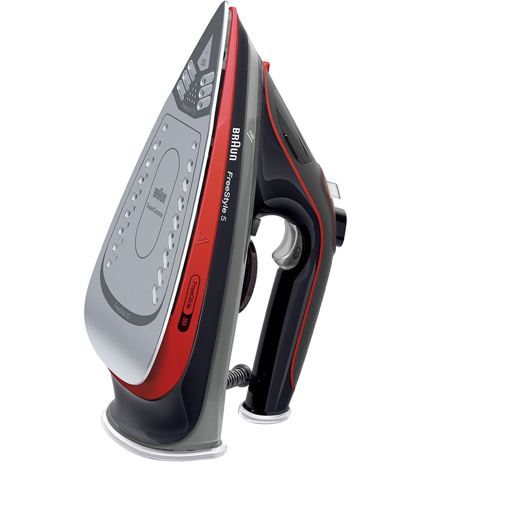 Fier de calcat BRAUN FreeStyle 5 SI5057RD, 2700W, 220g/min, 300ml, talpa SuperCeramic, rosu-negru