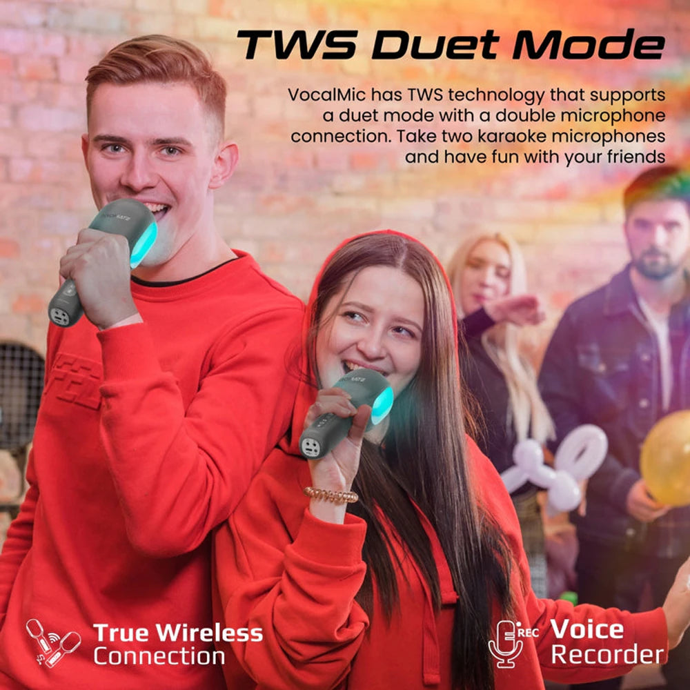 Microfon karaoke cu boxa PROMATE VocalMic, Bluetooth, RGB, negru