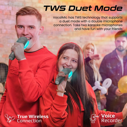 Microfon karaoke cu boxa PROMATE VocalMic, Bluetooth, RGB, negru