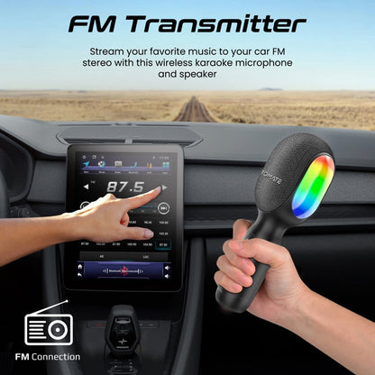 Microfon karaoke cu boxa PROMATE VocalMic, Bluetooth, RGB, negru