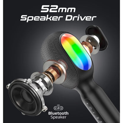 Microfon karaoke cu boxa PROMATE VocalMic, Bluetooth, RGB, negru